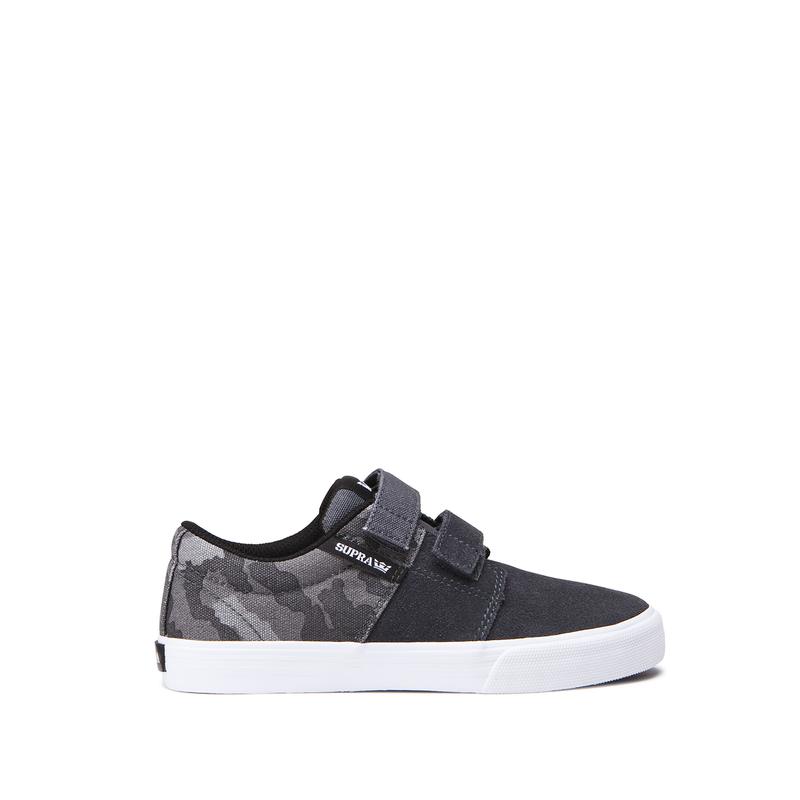 Zapatillas Bajas Supra Argentina Niños - STACKS II VULC VELCRO Gris (KUIFT-7923)